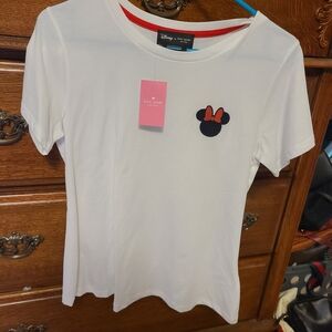 Kate Spade  X DISNEY White T-Shirt with Black and Red Minnie Mouse Design